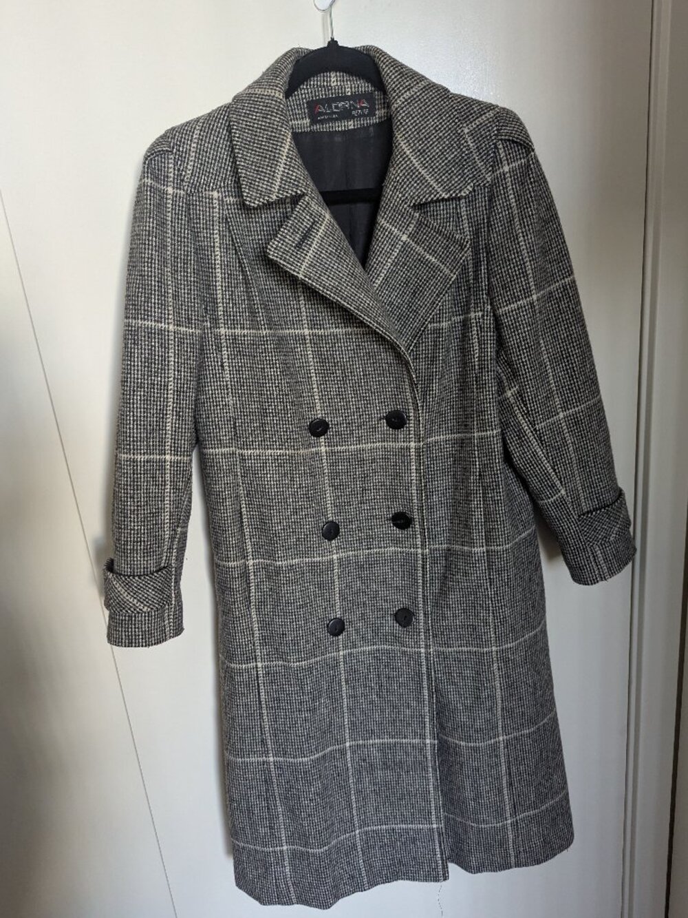 Vintage Alorna Petite Plaid Double Breasted Long Coat